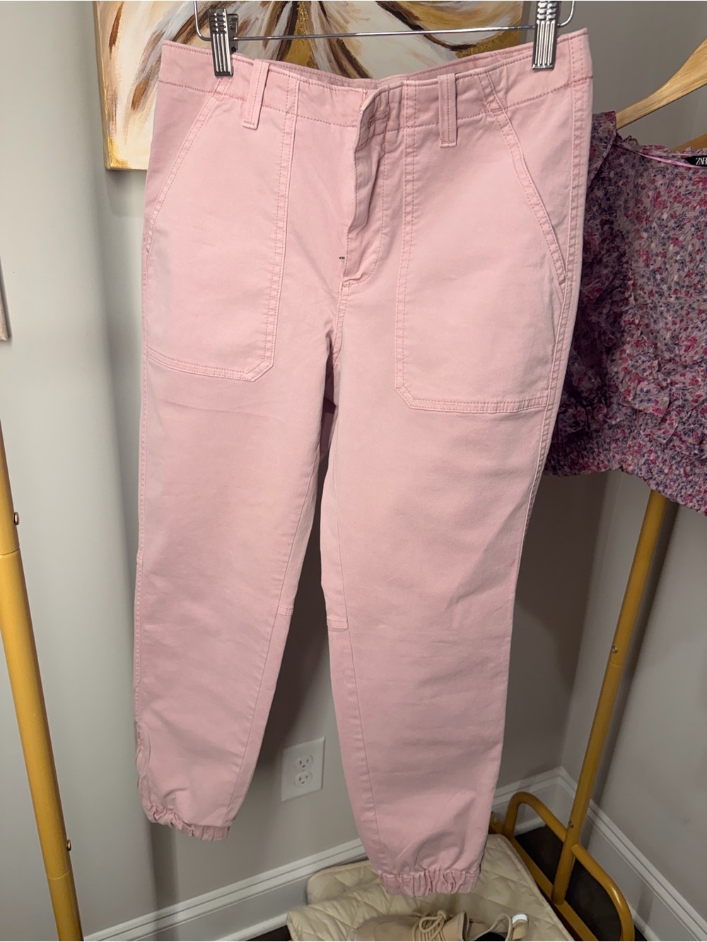 Banana Republic Pink Cropped Utility Jogger Jeans